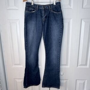 Vintage USA Made Abercrombie And Fitch Women's Flare Blue Jeans Button Fly Sz 4‎